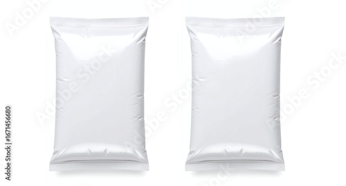 White polypropylene sack or bag mockup for flour, sugar, or agricultural products. silver plastic container Isolated on white background