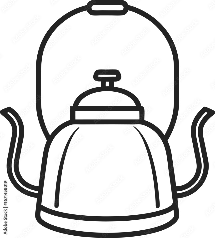 Obraz premium Line Art of Camp Kettle Hanging