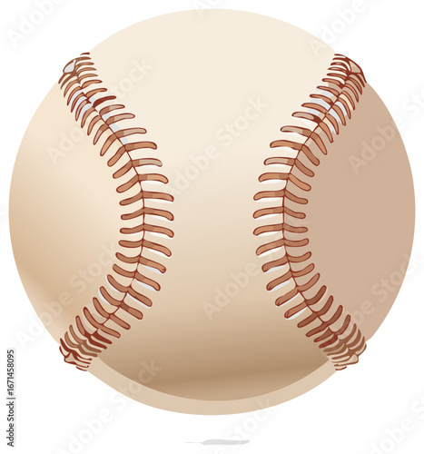 Close up Baseball Illustration Showing Seams and Texture for Sporting Goods and Athletic Activities
