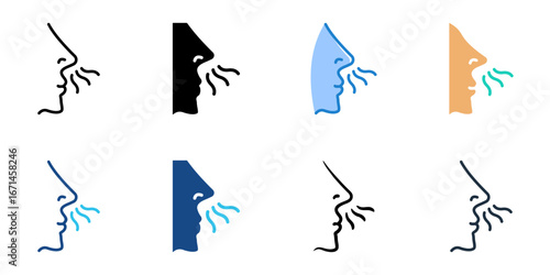 Nose icon set multiple style collection 
