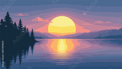 Calm lake under twilight sky