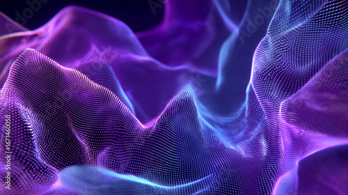 Abstract retrowave holographic glowing mesh