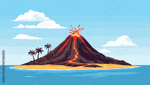 Volcano mountain under blue sky