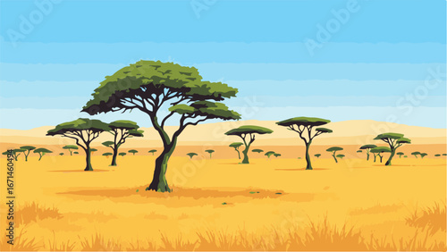 Savanna landscape with trees