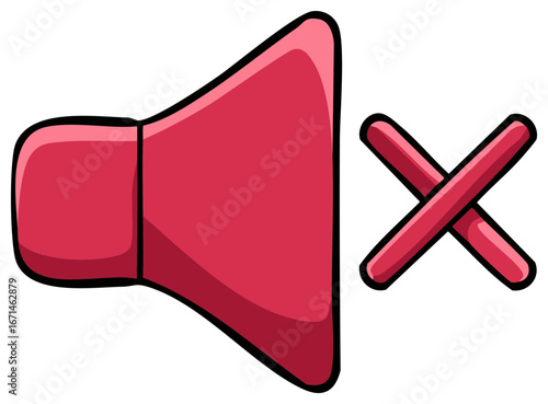 Muted Audio Icon Red Speaker Silenced Crossed Lines Disable Volume No Sound Concept Graphic Art