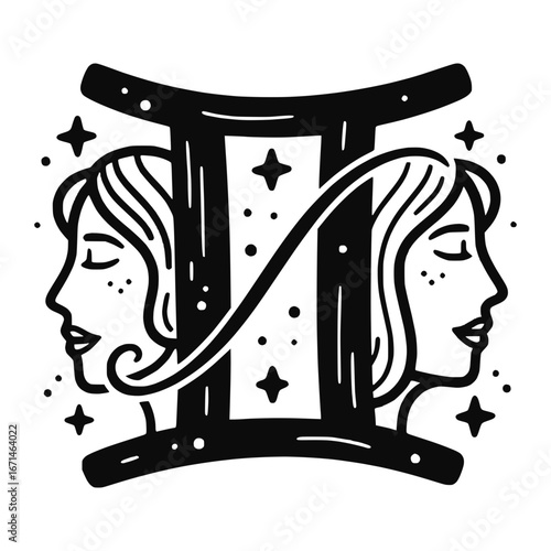 Vector Zodiac Gemini Sign Symbol Illustration