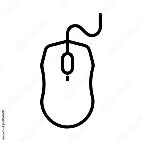 Computer mouse icon in simple black line design  