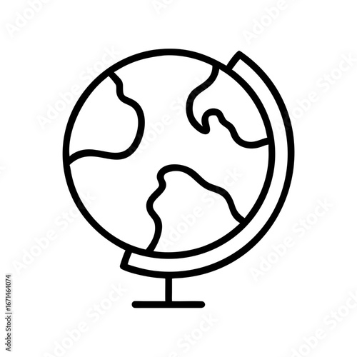 Simple line icon of globe on stand in minimalist style  