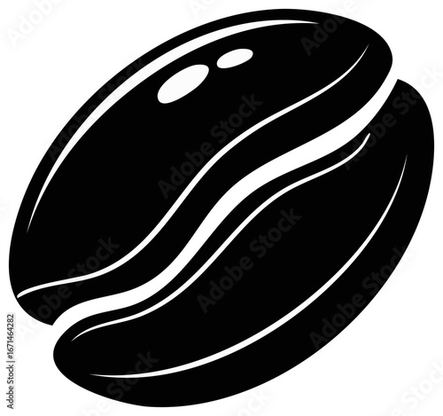 Dark roast coffee bean single ingredient icon graphic illustration simple clean design arabica ingredient refreshment