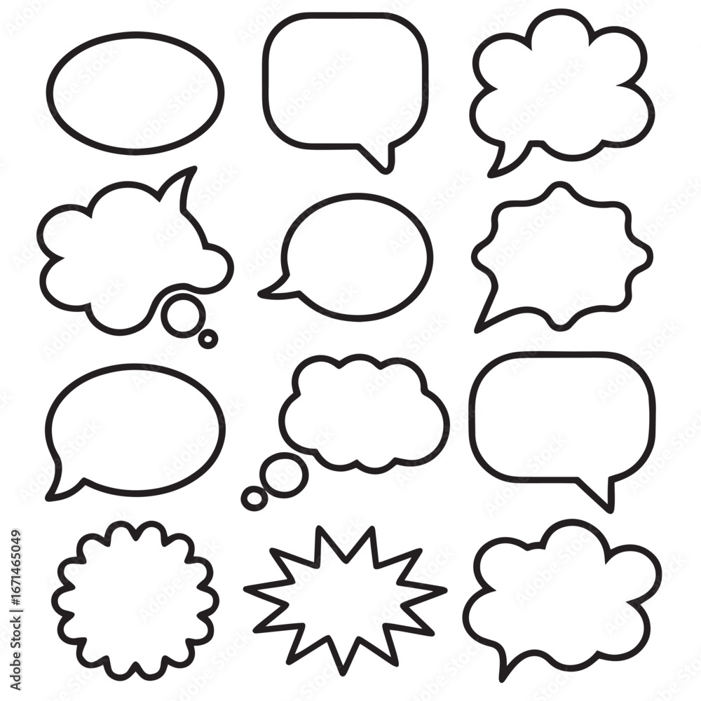 Obraz premium Clean Line Speech Bubble Pack for Comics & Design