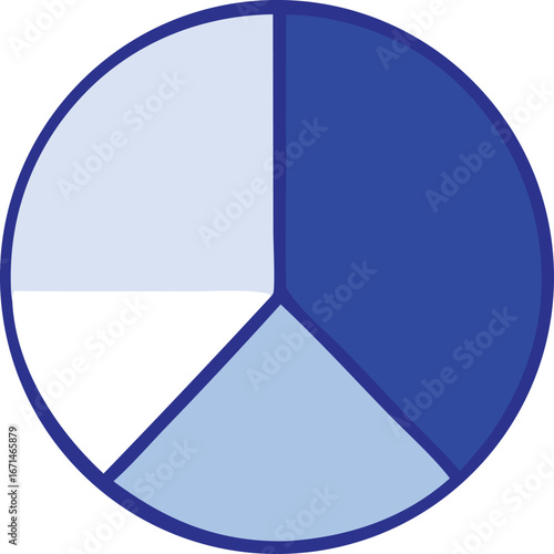 Abstract circular diagram with blue and white segments representing data or concepts for presentations and reports