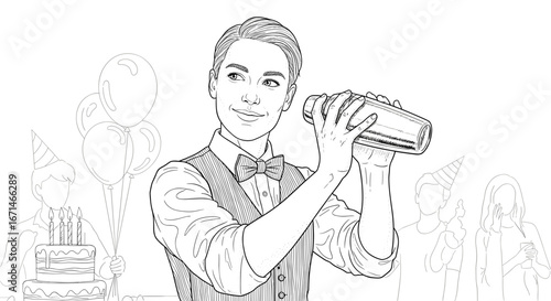 bartender serving birthday drink