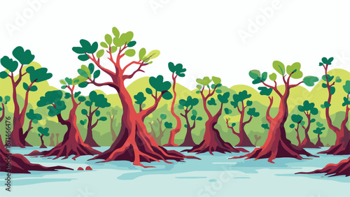 Mangrove Forest Trees Growing in Calm Water