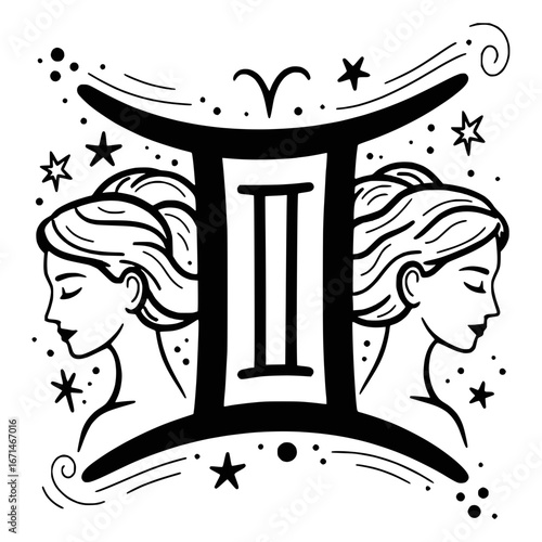 Vector Zodiac Gemini Sign Symbol Illustration