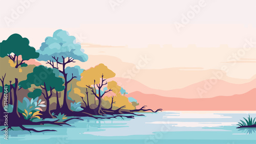 landscape with trees