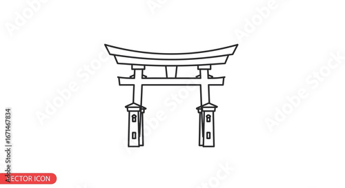Vector illustration of a traditional Japanese folding hand fan with a classic cherry blossom and mountain design