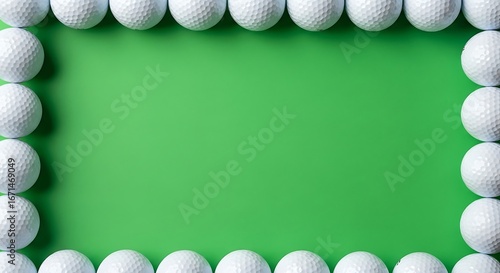 Golf Ball Frame on Green Background.