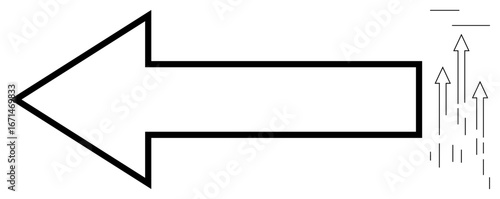 Thick black arrow pointing left symbolizing direction or reversal, paired with ascending arrows for growth, progress, or transformation. Ideal for business, strategy, leadership guidance, growth