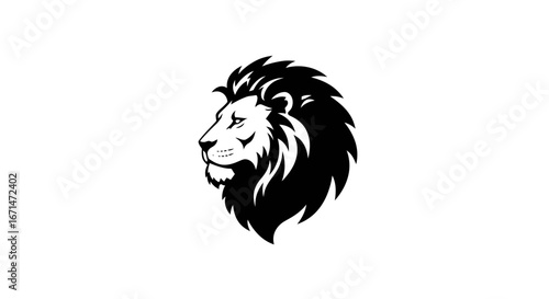 Majestic lion head profile silhouette facing left with detailed mane and fierce expression