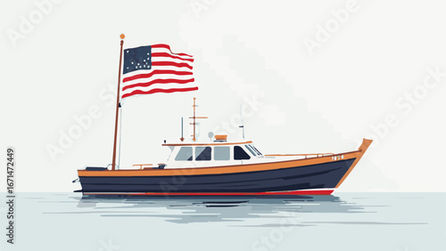 boat with us flag