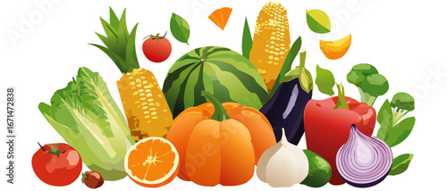vegetables and fruits vector graphic design