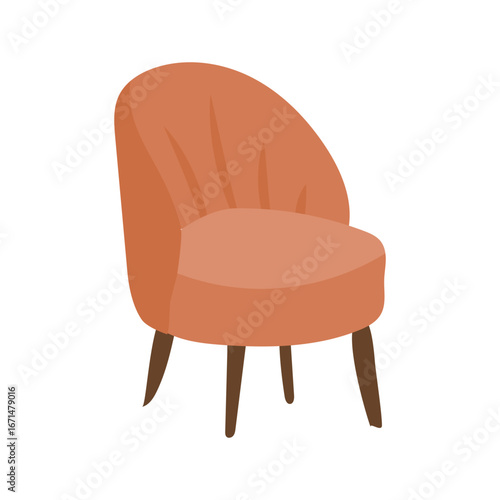Modern Minimalist Upholstered Armchair Illustration Comfortable Seating Home Decor Element