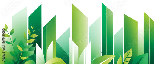 abstract cityscape with leaves