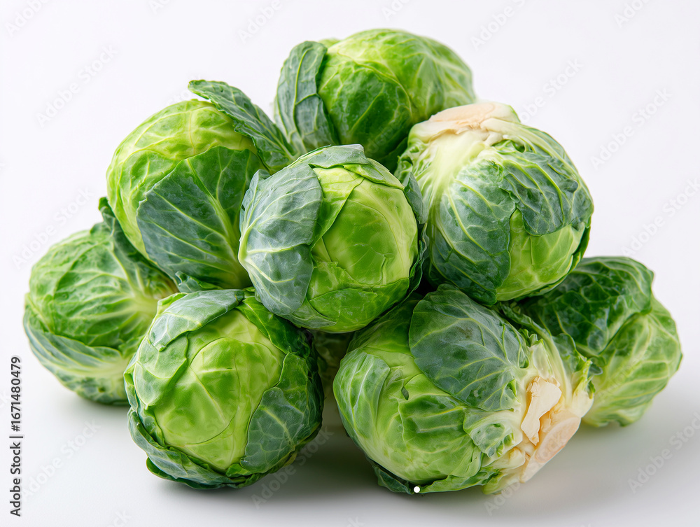 Obraz premium Brussels sprouts cluster with stems vegetable