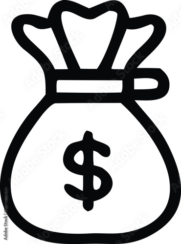 Iconographic representation of a money bag with a dollar sign conveying wealth financial prosperity and the concept of currency