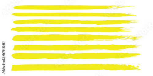 Vector highlighter brush lines. Marker pen highlight underline strokes. Yellow watercolor hand drawn  modern