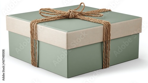 Sage green gift box tied with twine