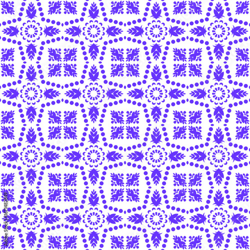 Wallpaper Mural Purple Paisley Dreams: A Symmetrical Floral Pattern, Ornate Violet Symmetry: A Decorative Textile Design, Intricate Floral Dot work: Seamless Pattern in Royal Purple Torontodigital.ca