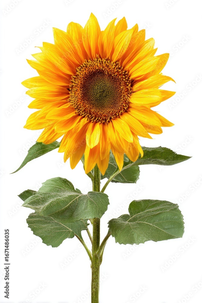 Fototapeta premium Bright sunflower against white