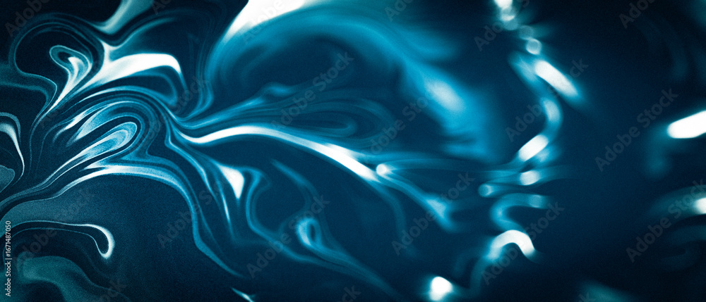 Obraz premium Abstract blue background with waves. Dark blue background with liquify-style glowing lines, abstract fluid light effect with subtle blur in some areas, wide banner screen.