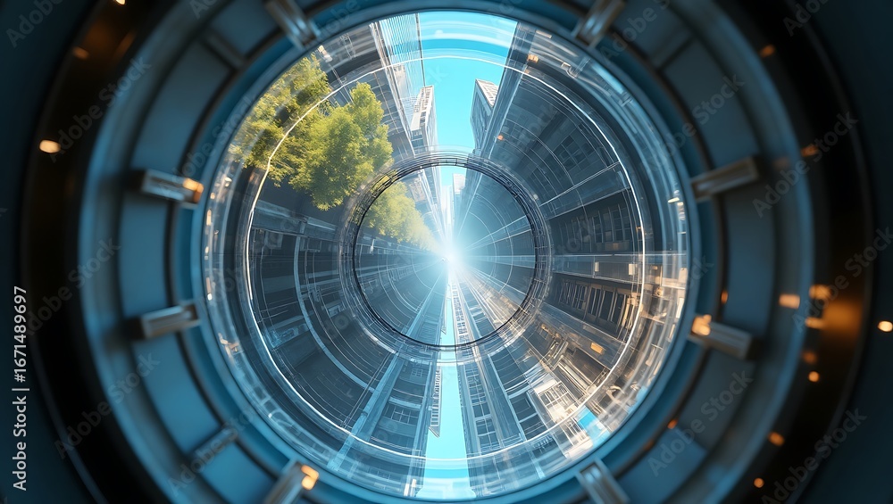 Obraz premium Fantasy upside down environment enclosed within clear glass sphere