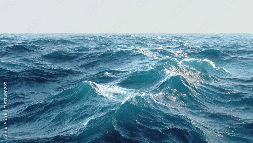 Fototapeta premium Vast ocean waves, tranquil, horizon