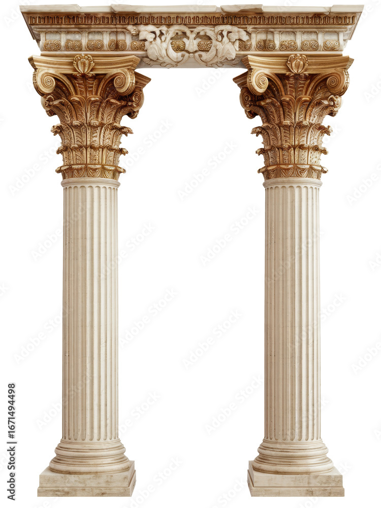 Obraz premium classical column arch isolated on white background.
