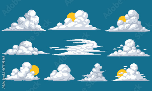 Pixel Art Cloud Pack : Various Weather Elements for Game Design Assets.
