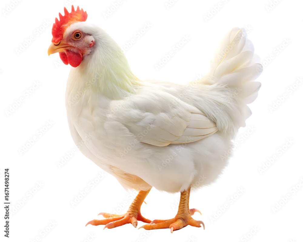 Fototapeta premium white chicken isolated on white background ,PNG. AI Generated.