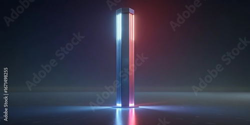 Wallpaper Mural Futuristic metallic pillar with colorful neon light reflections on dark background. Torontodigital.ca