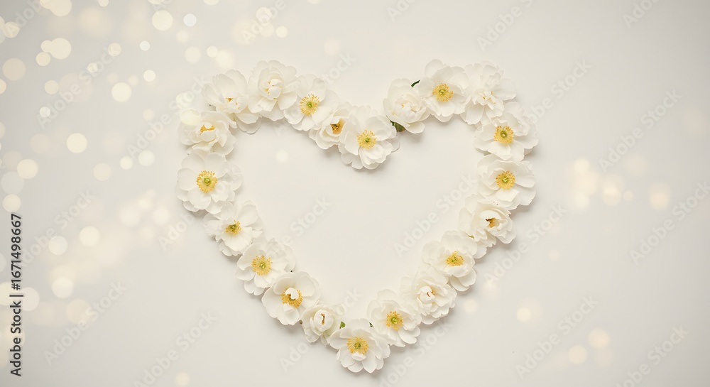 Obraz premium White flower heart shape design