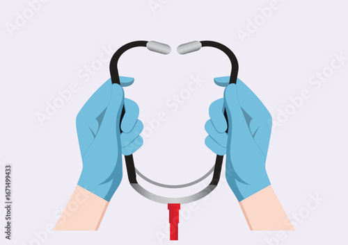 Doctor Hands with Stethoscope is performed for the purposes of examining.