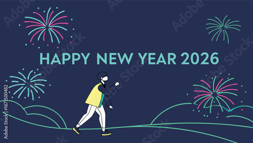Person celebrating New Year 2026 amidst vibrant fireworks, capturing festive celebration and future hope.