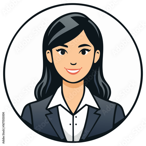 Vector illustration of a smiling businesswoman, corporate headshot avatar