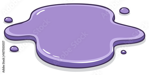 Purple blob spilling and dripping fluid with cartoon style and highlights