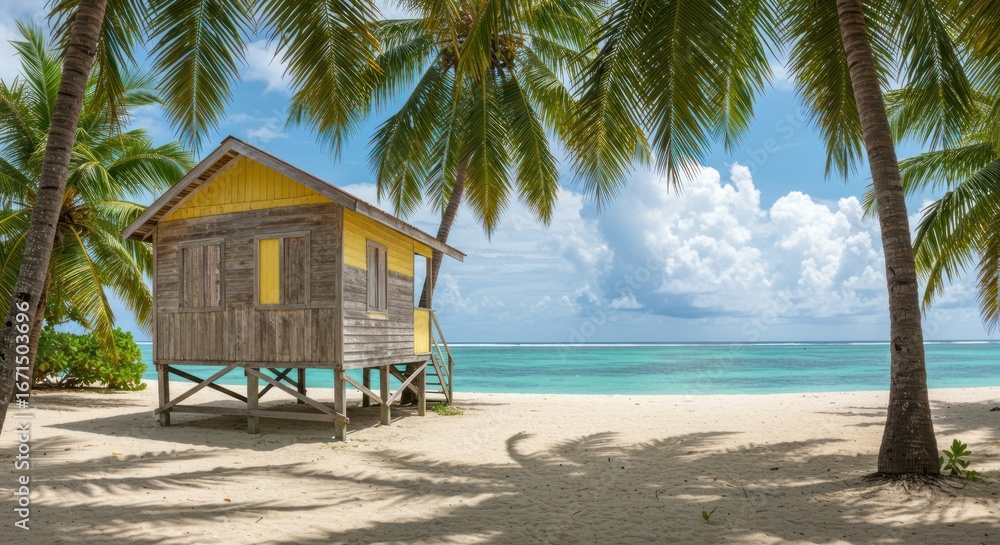 Fototapeta premium Secluded Tropical Beach Hut Paradise Found