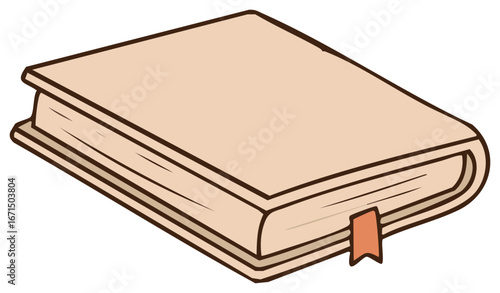 Closed Tan Book with Bookmark Stationery Study Learning Literature and Information Resource