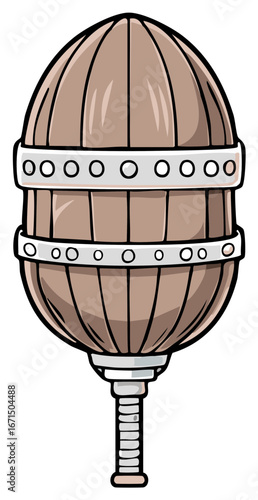 Cartoon Style Medieval Weapon Mace with Silver Fittings and Wooden Construction