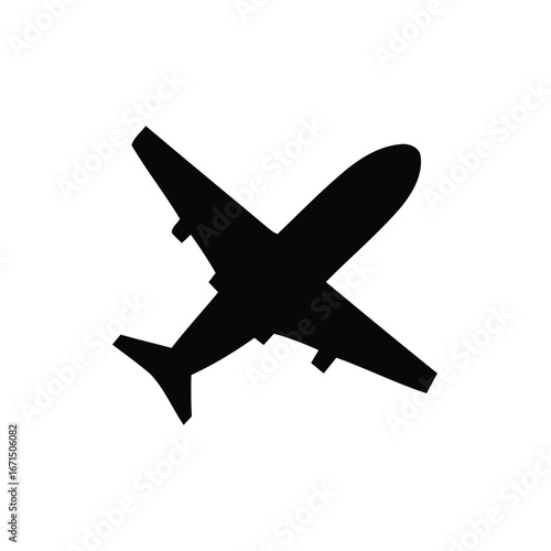 Black airplane silhouette flying aircraft travel