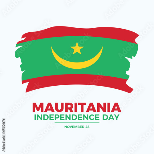 Mauritania Independence Day poster vector illustration. Grunge flag of Mauritania icon vector. Paintbrush Mauritania Flag symbol. Template for background, banner, card. November 28 every year